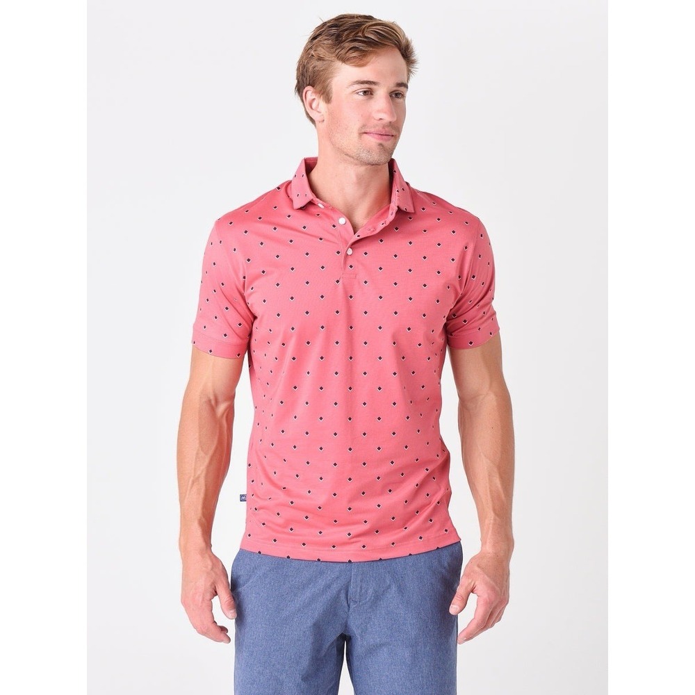 Mizzen+Main Wilson Golf Polo Shirt Geo Print Performance‎ Stretch 2XL